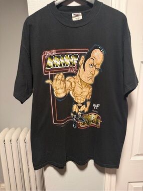 Vintage Y2K 2000 WWF Cartoon The Rock "Just Bring It!" Shirt Size Men’s XL
